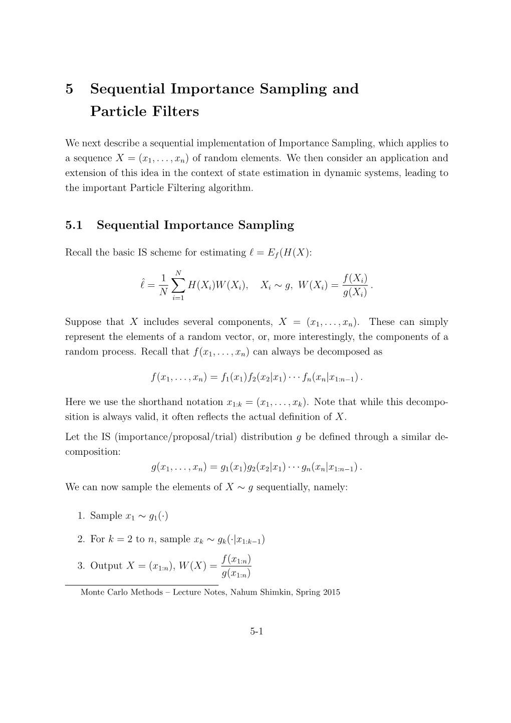 5 Sequential Importance Sampling and Particle Filters