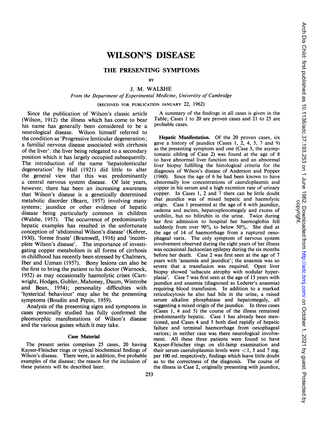 Wilson's Disease the Presenting Symptoms by J