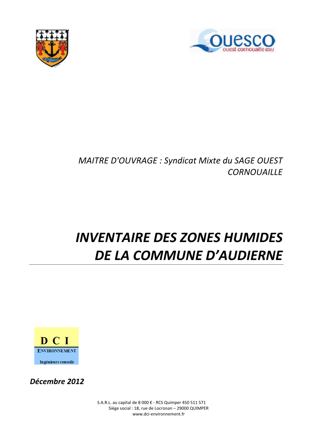 Inventaire Des Zones Humides Audierne