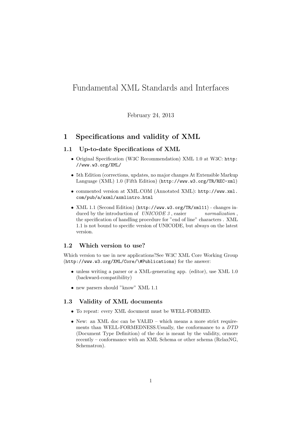 Fundamental XML Standards and Interfaces