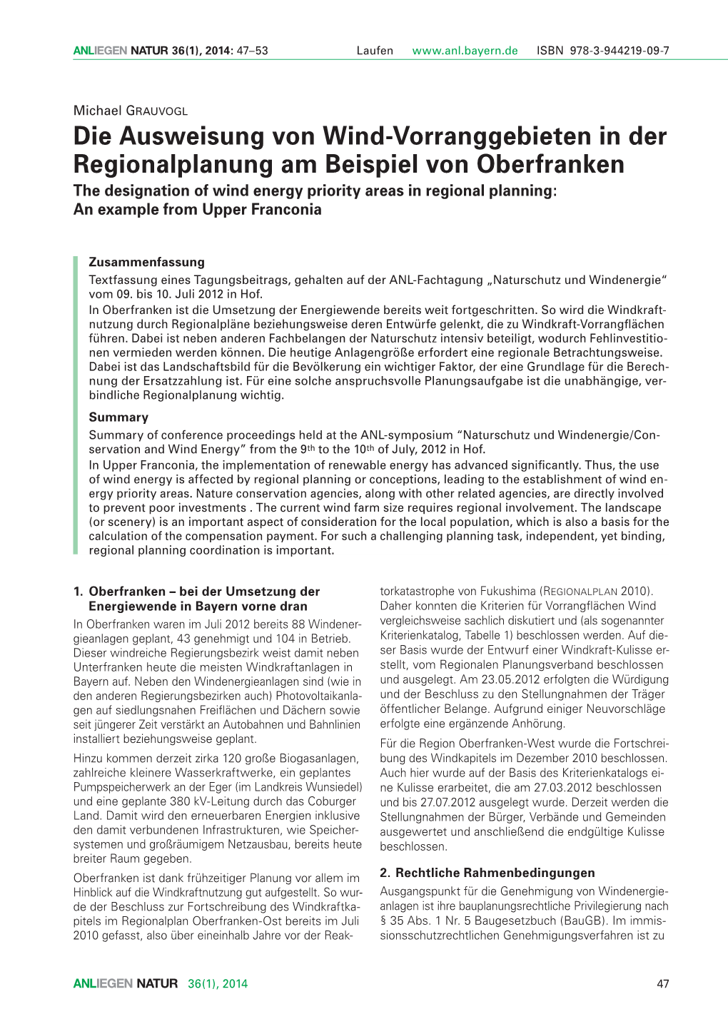 Die Ausweisung Von Wind-Vorranggebieten in Der