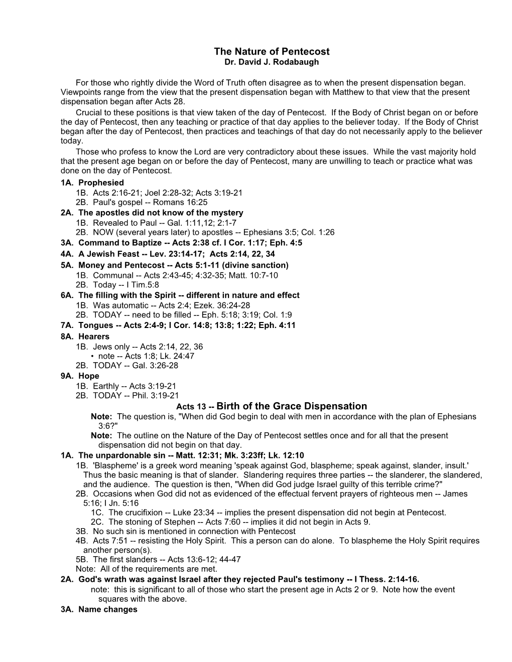 The Nature of Pentecost Acts 13