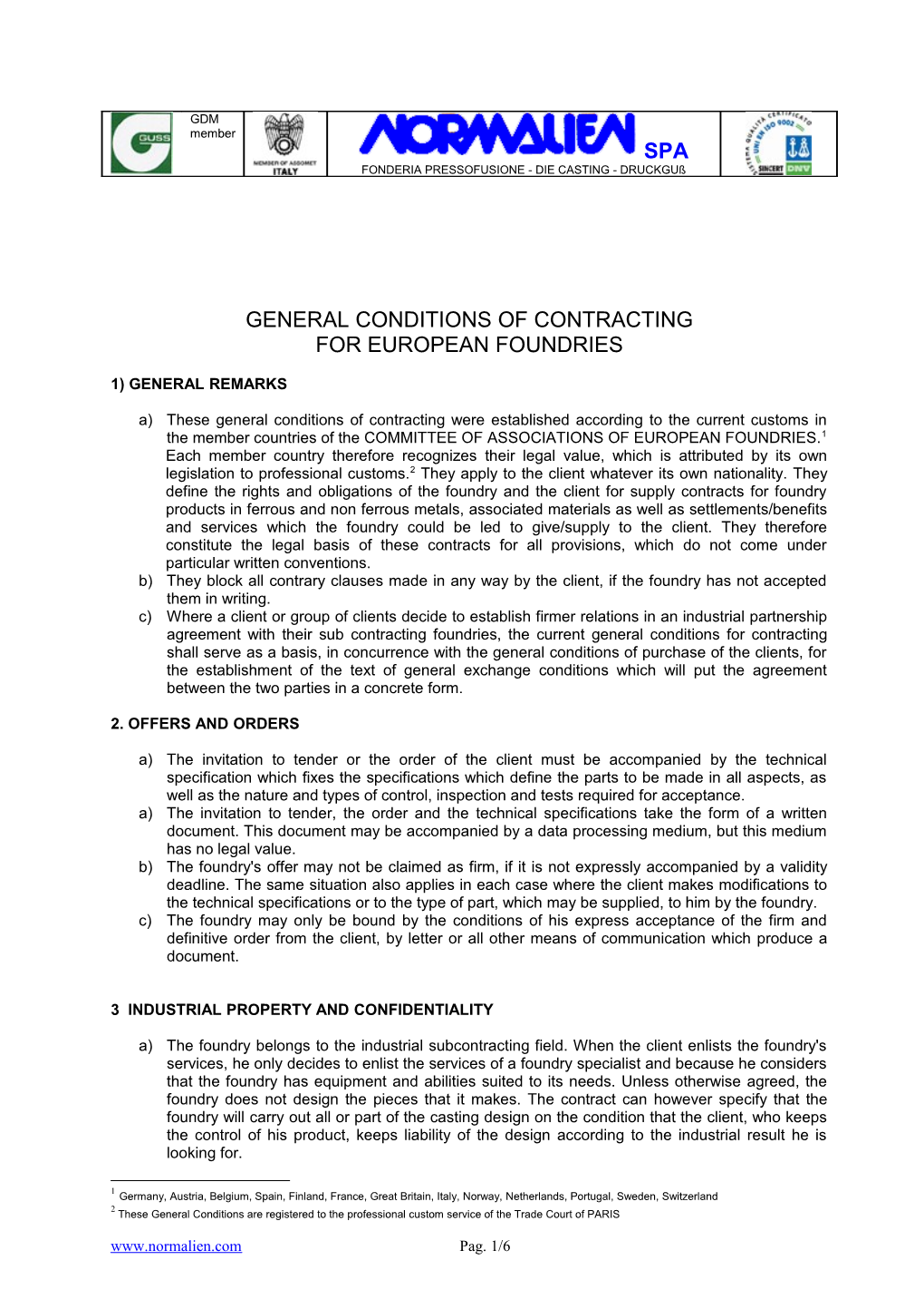 General Conditions of Contracting