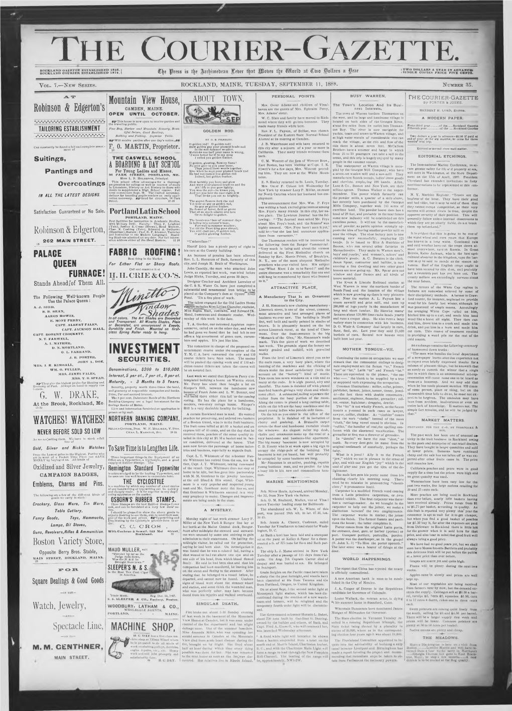 Courier Gazette : September 11, 1888