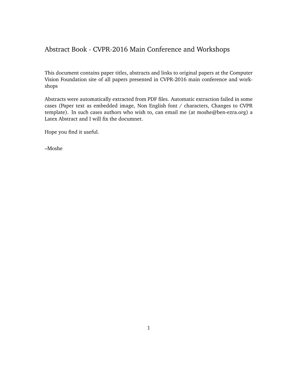 Abstract Book - CVPR-2016 Main Conference and Workshops