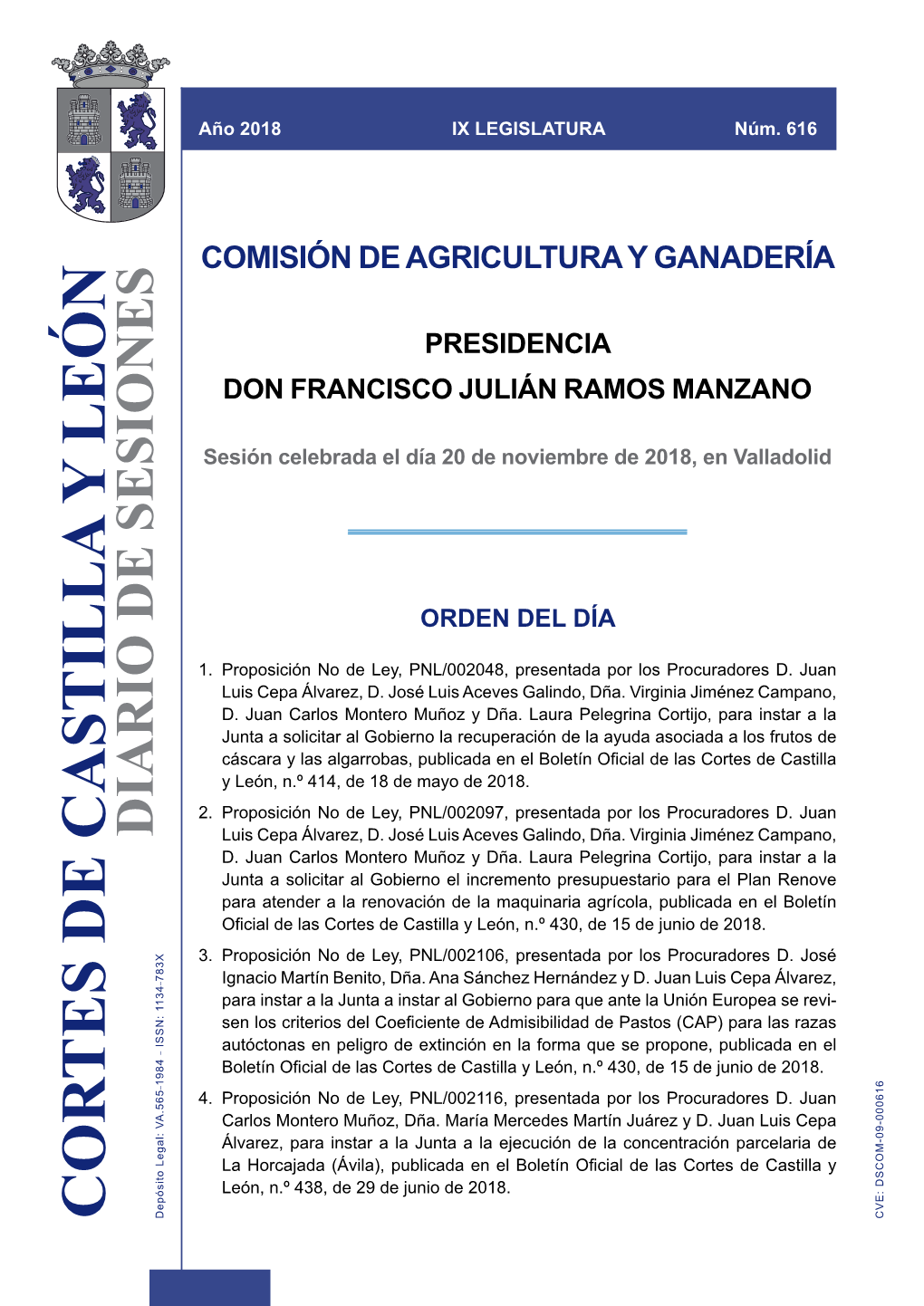 Comisión De Agricultura Y Ganadería, 20 De Noviembre De 2018, N.º