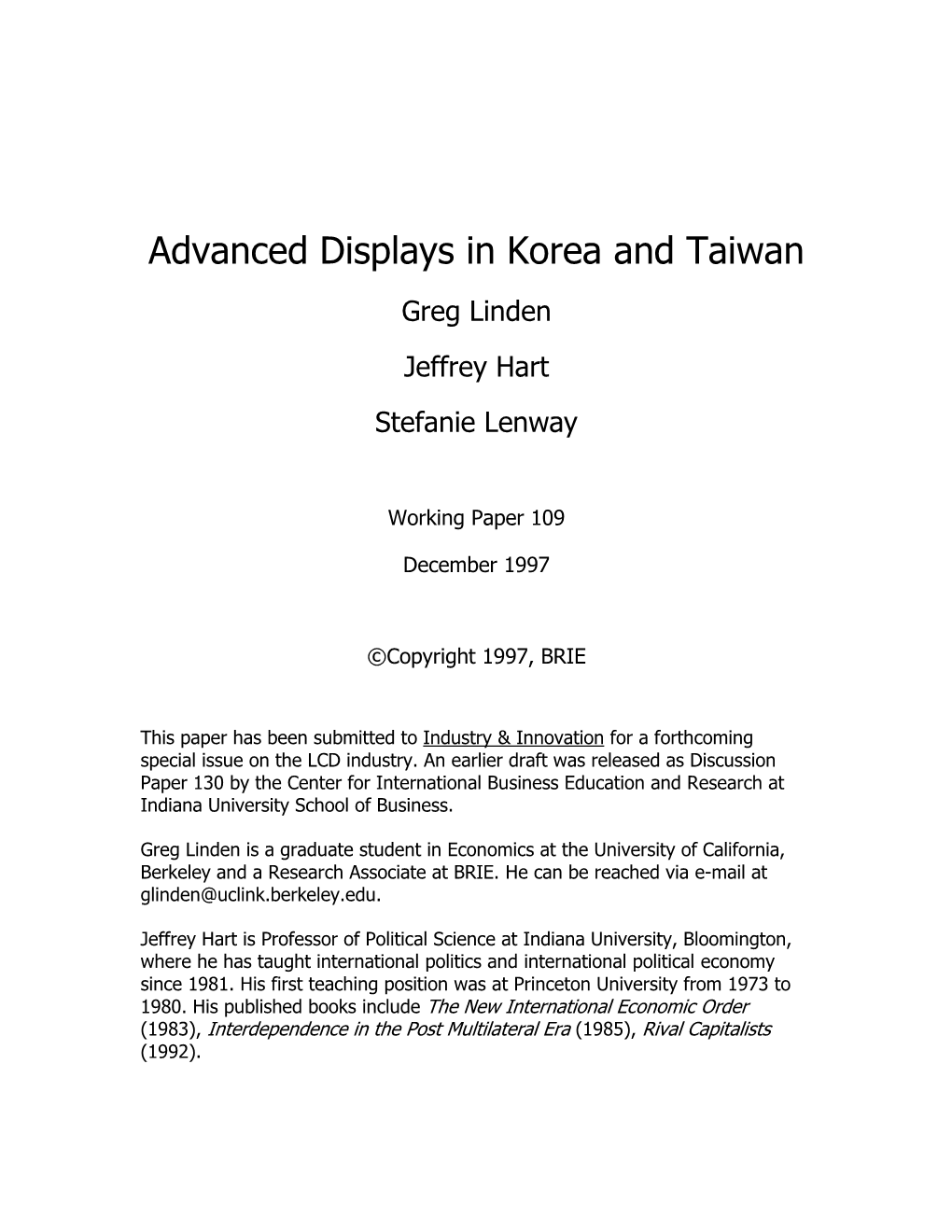Advanced Displays in Korea and Taiwan