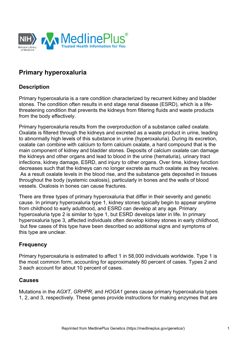 Primary Hyperoxaluria