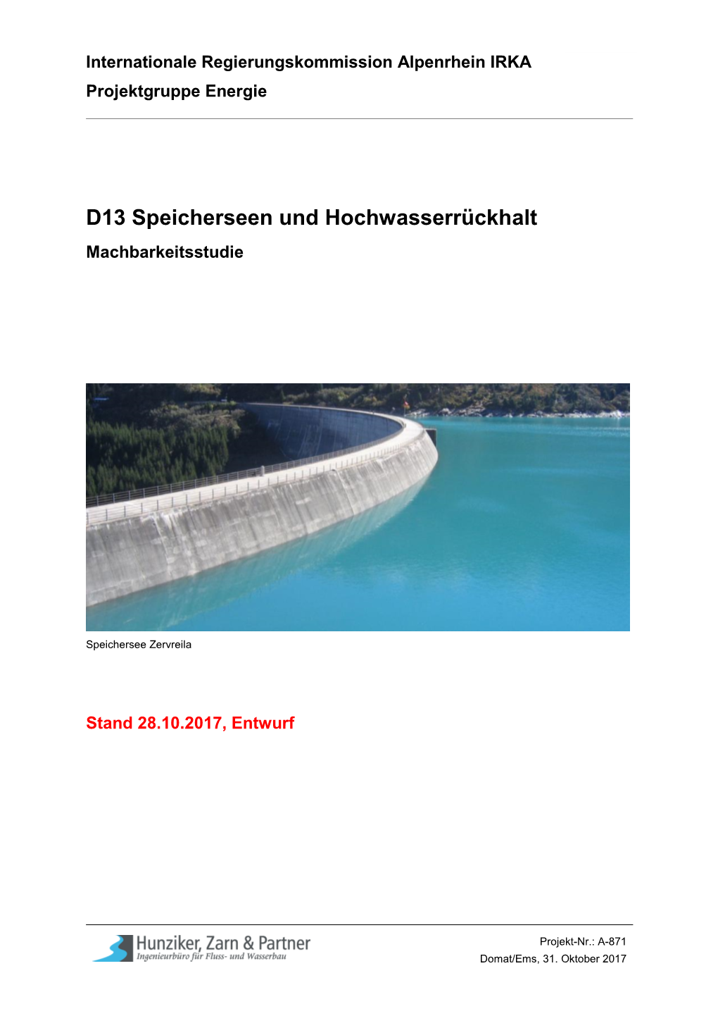 D13 Speicherseen Und Hochwasserrückhalt Machbarkeitsstudie