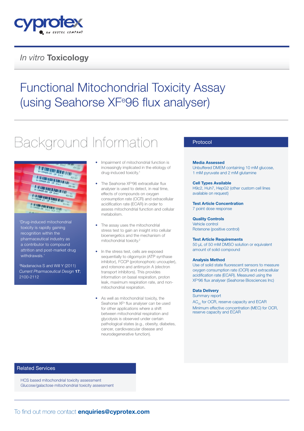 Functional Mitochondrial Toxicity Assay (Using Seahorse Xfe96 Flux Analyser)