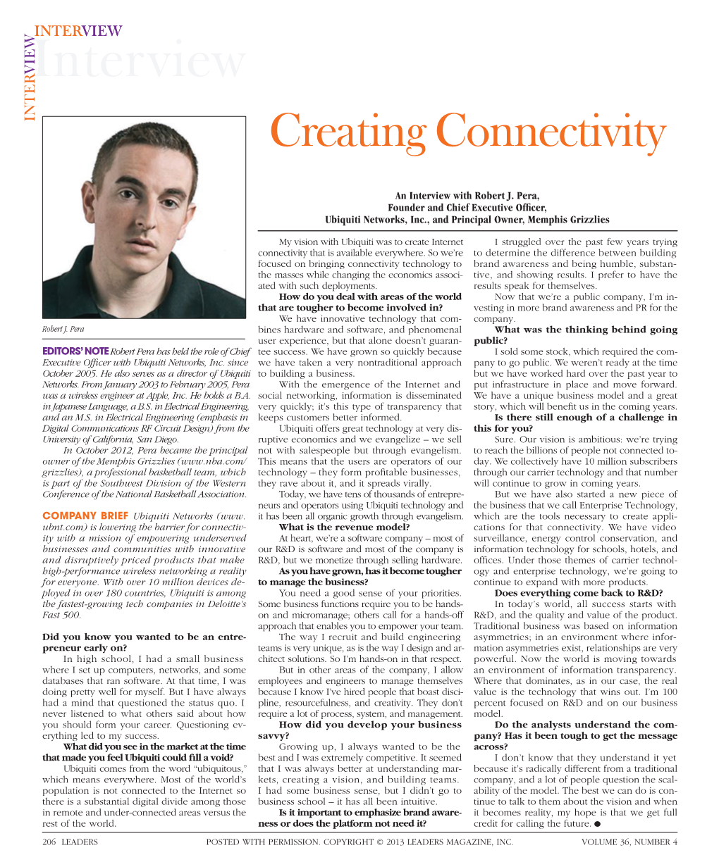 Click Here to Download a PDF of an Interview