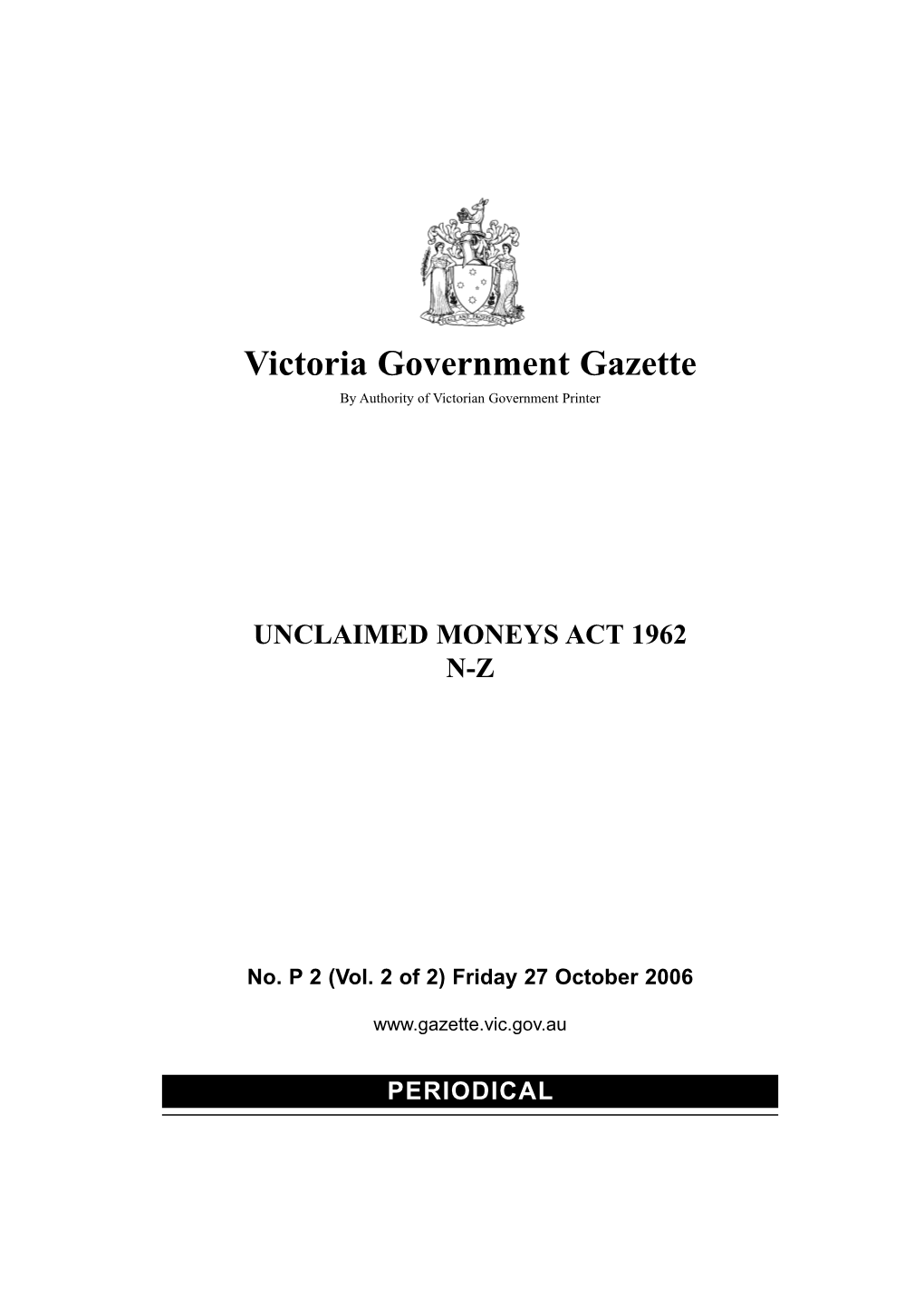 Victoria Government Gazette by Authority of Victorian Government Printer