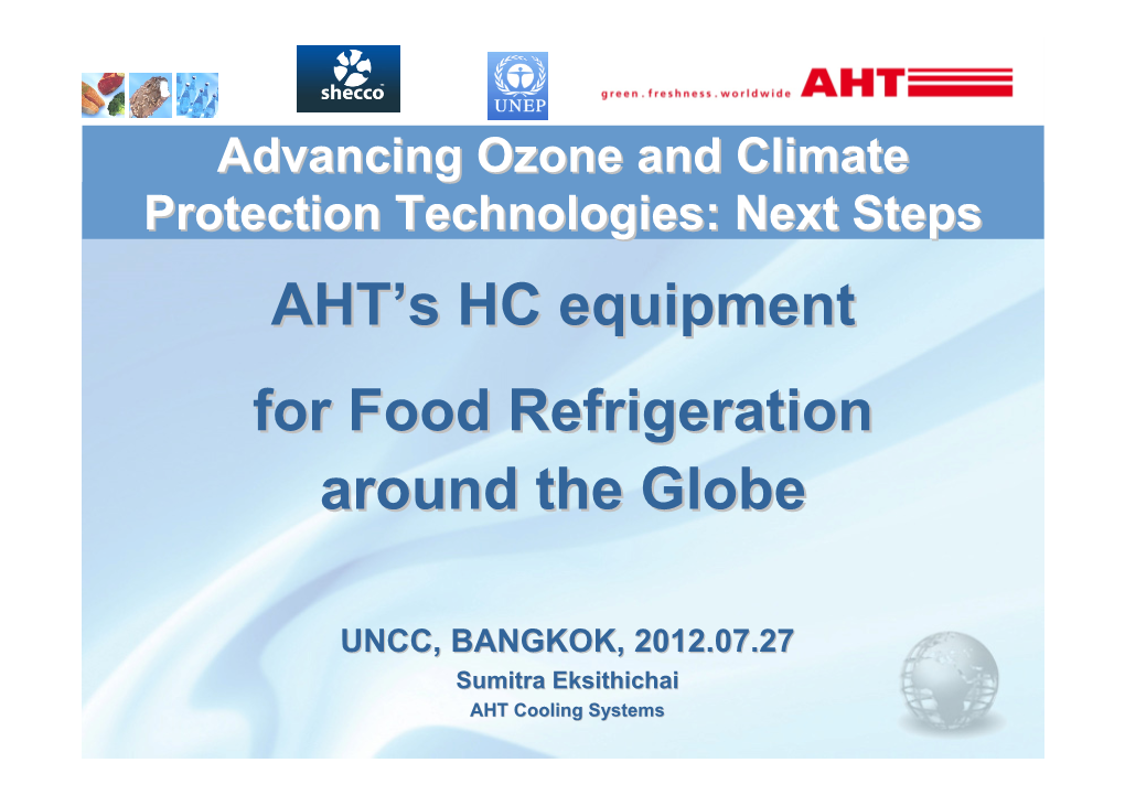 AHTAHTSs HCHC Equipmentequipment Forfor Foodfood Refrigerationrefrigeration Aroundaround Thethe Globeglobe