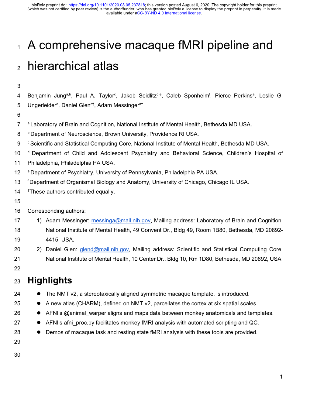 A Comprehensive Macaque Fmri Pipeline and Hierarchical Atlas