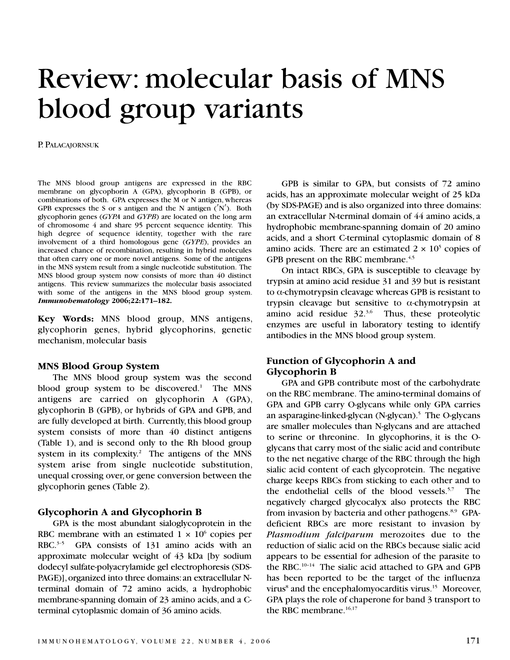 Review: Molecular Basis of MNS Blood Group Variants