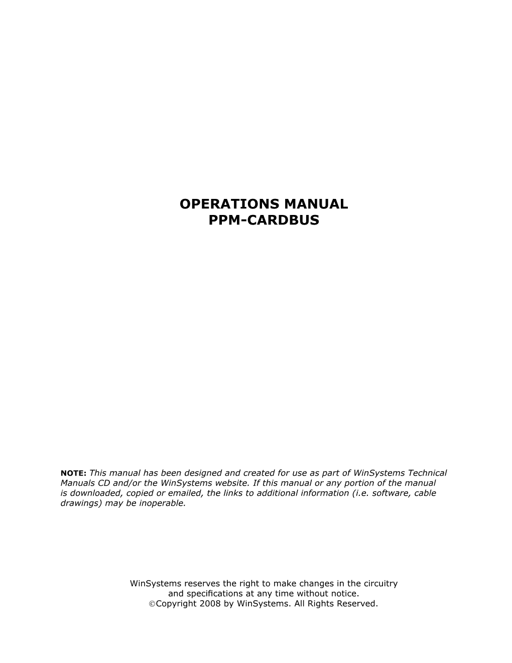 PPM-CARDBUS Operations Manual