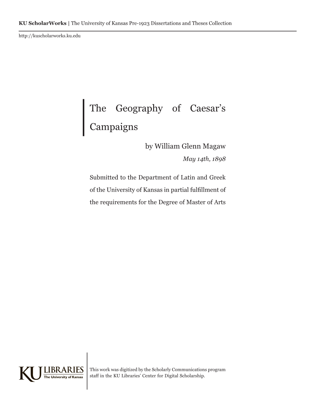 The Geography of Caesar's Campaigns