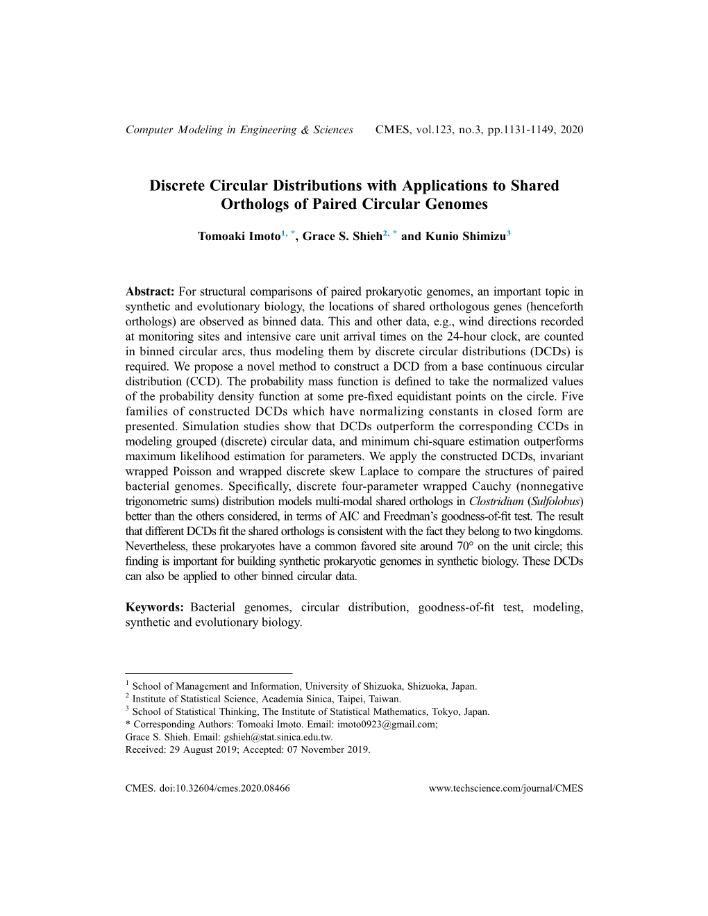 Discrete Circular Distributions with Applications to Shared Orthologs of Paired Circular Genomes