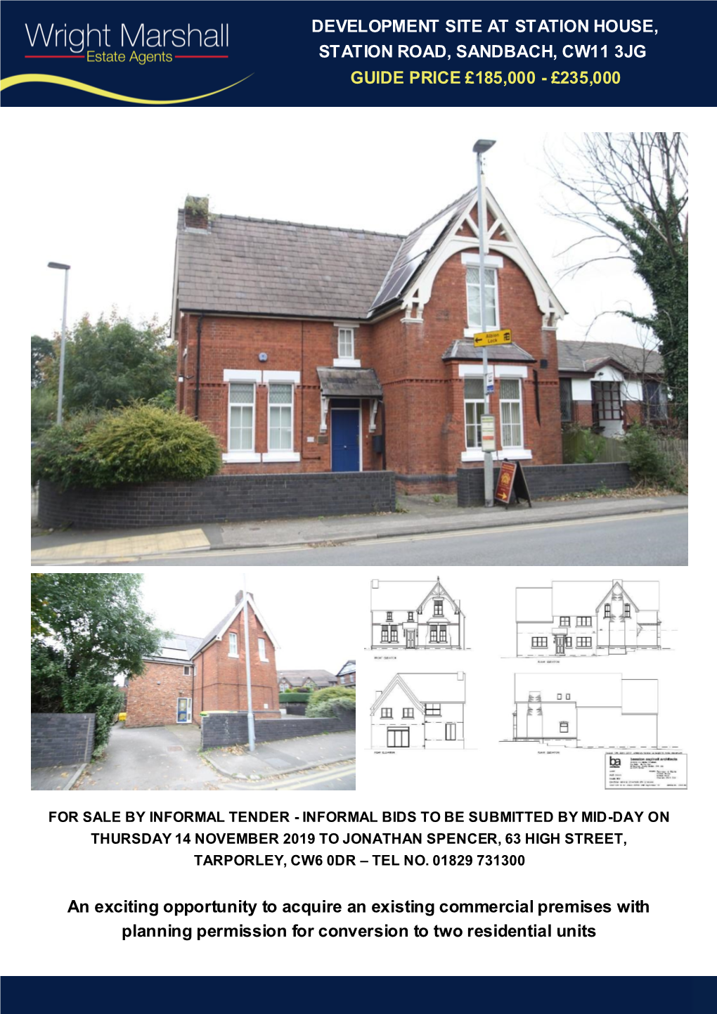 Development Site at Station House, Station Road, Sandbach, Cw11 3Jg Guide Price £185,000 - £235,000