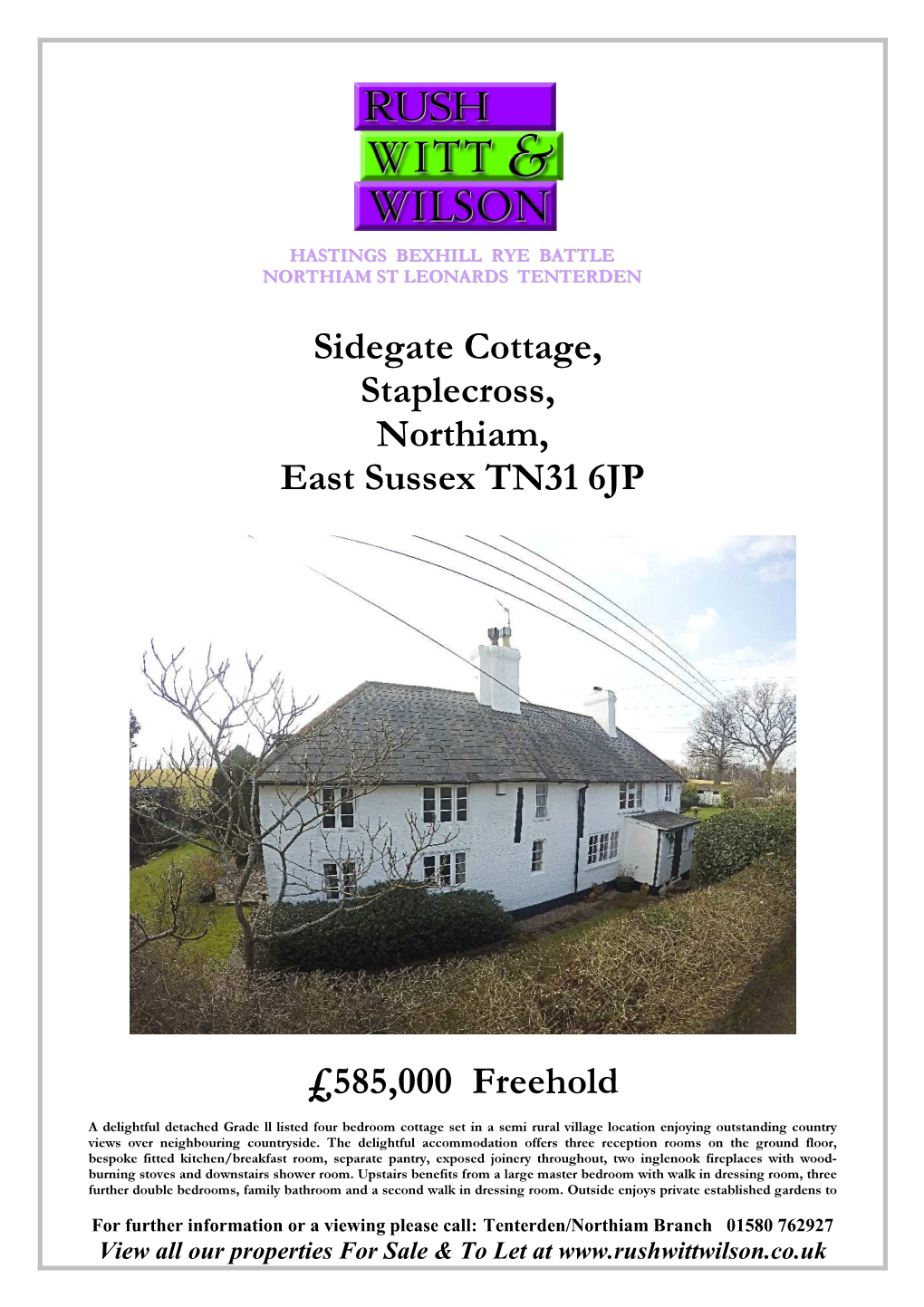 Sidegate Cottage, Staplecross, Northiam, East Sussex TN31 6JP