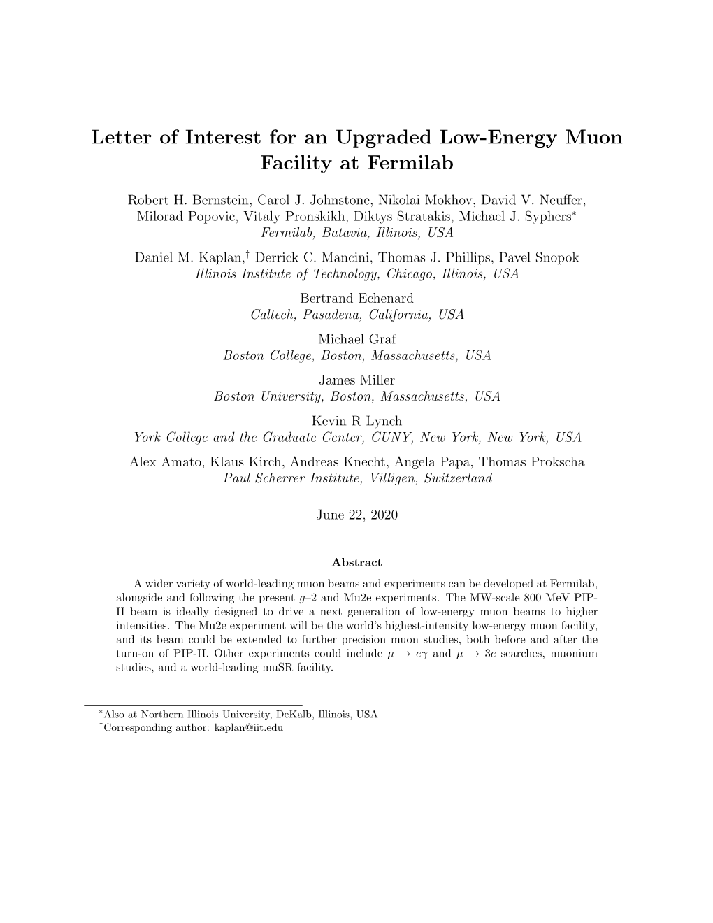Letter of Interest for an Upgraded Low-Energy Muon Facility at Fermilab