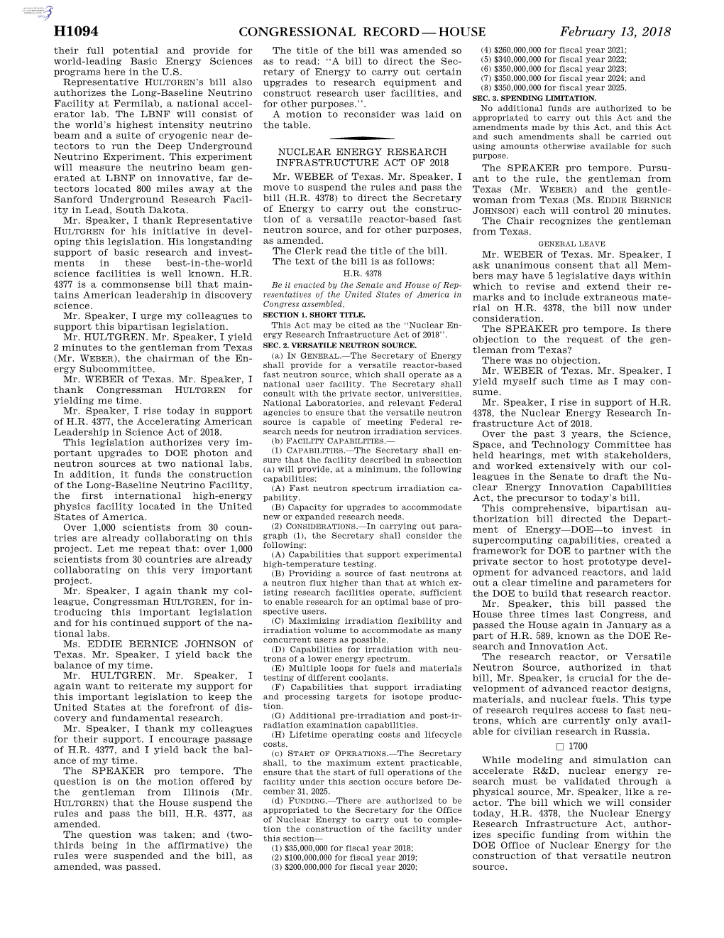 Congressional Record—House H1094
