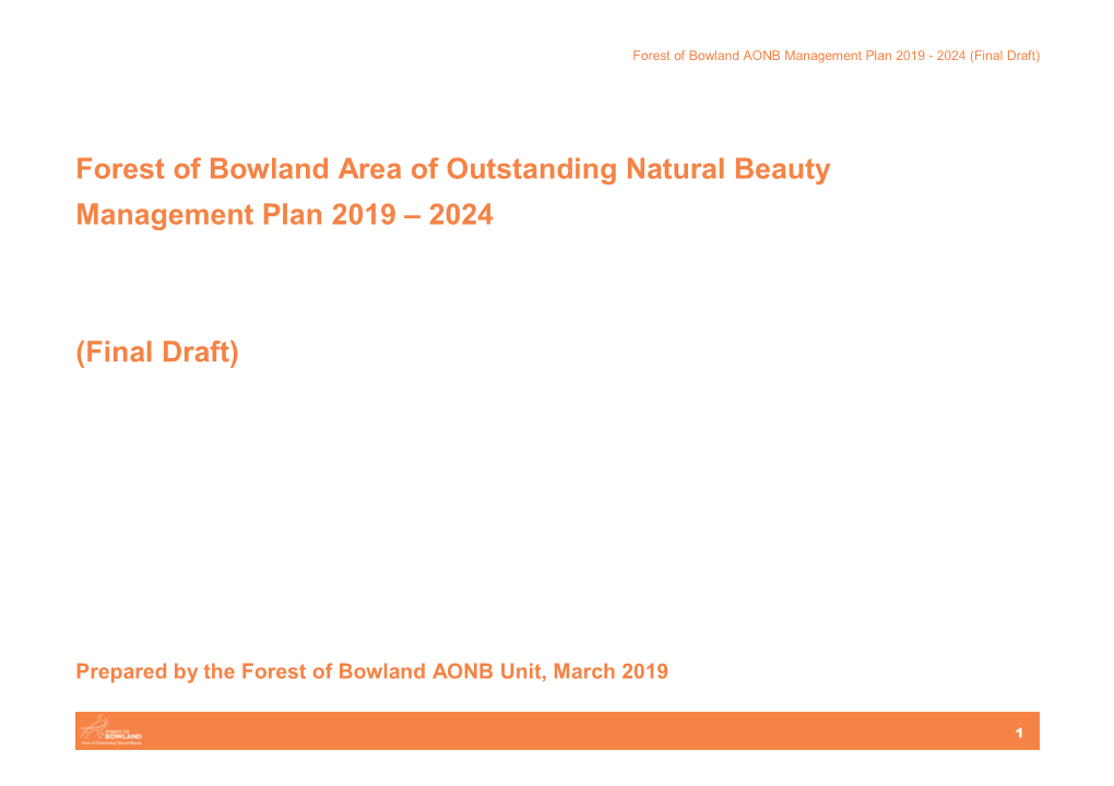 Forest of Bowland Area of Outstanding Natural Beauty Management Plan 2019 – 2024