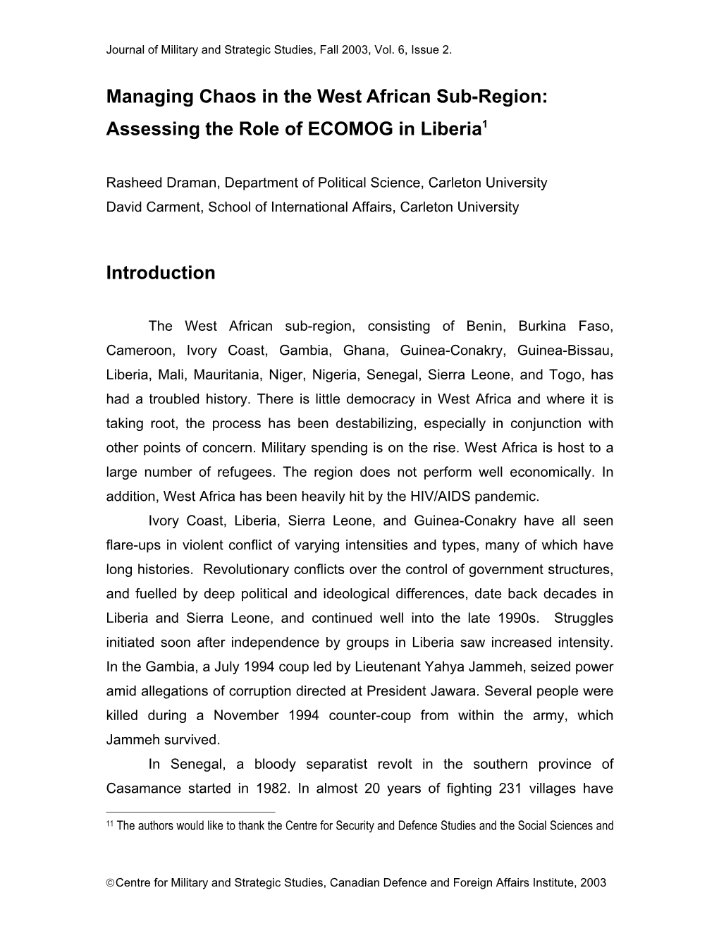 ECOWAS and Liberia: Diplomacy and Coercion