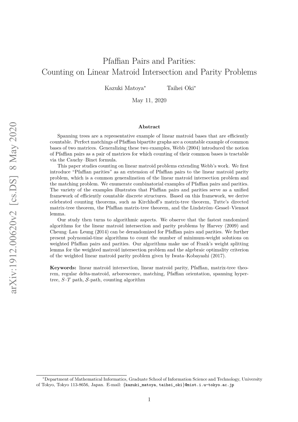 Pfaffian Pairs and Parities: Counting on Linear Matroid Intersection And