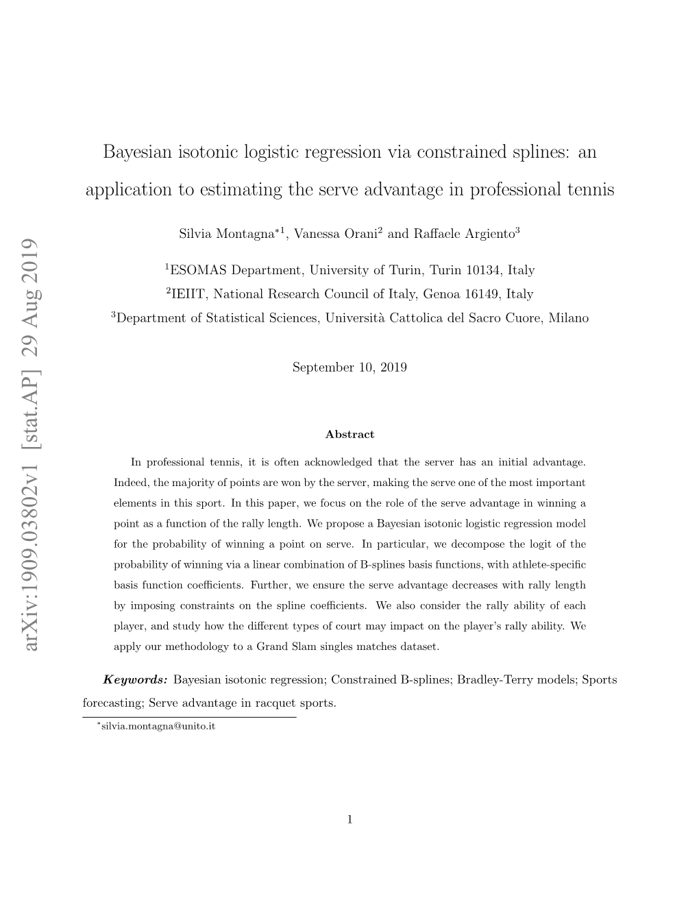 Bayesian Isotonic Logistic Regression Via Constrained Splines: an Application to Estimating the Serve Advantage in Professional Tennis