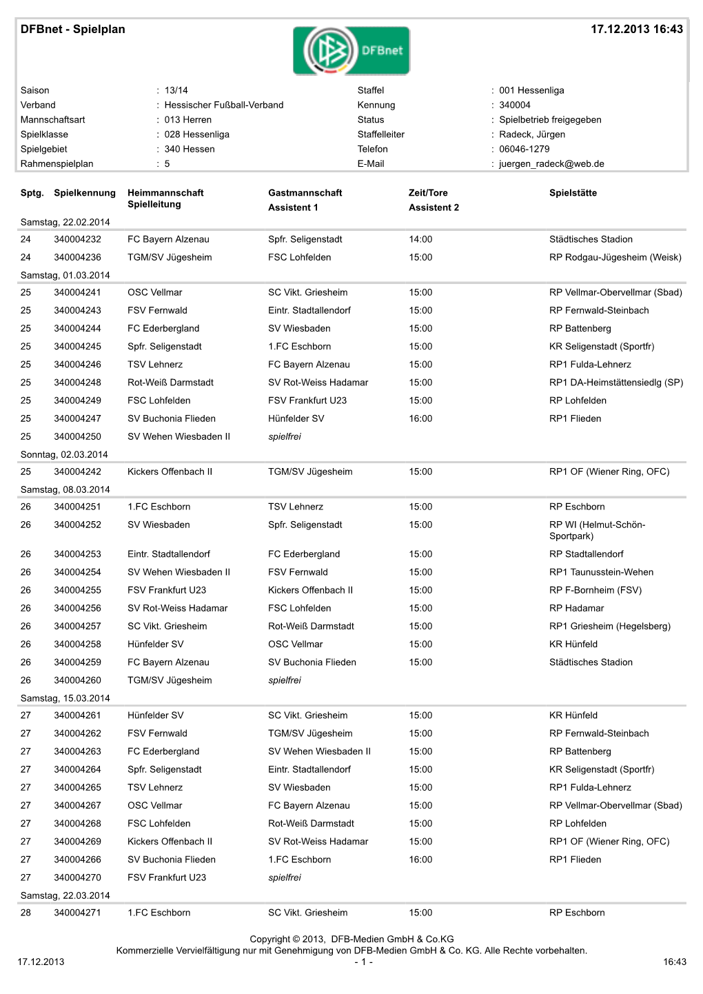 Dfbnet - Spielplan 17.12.2013 16:43