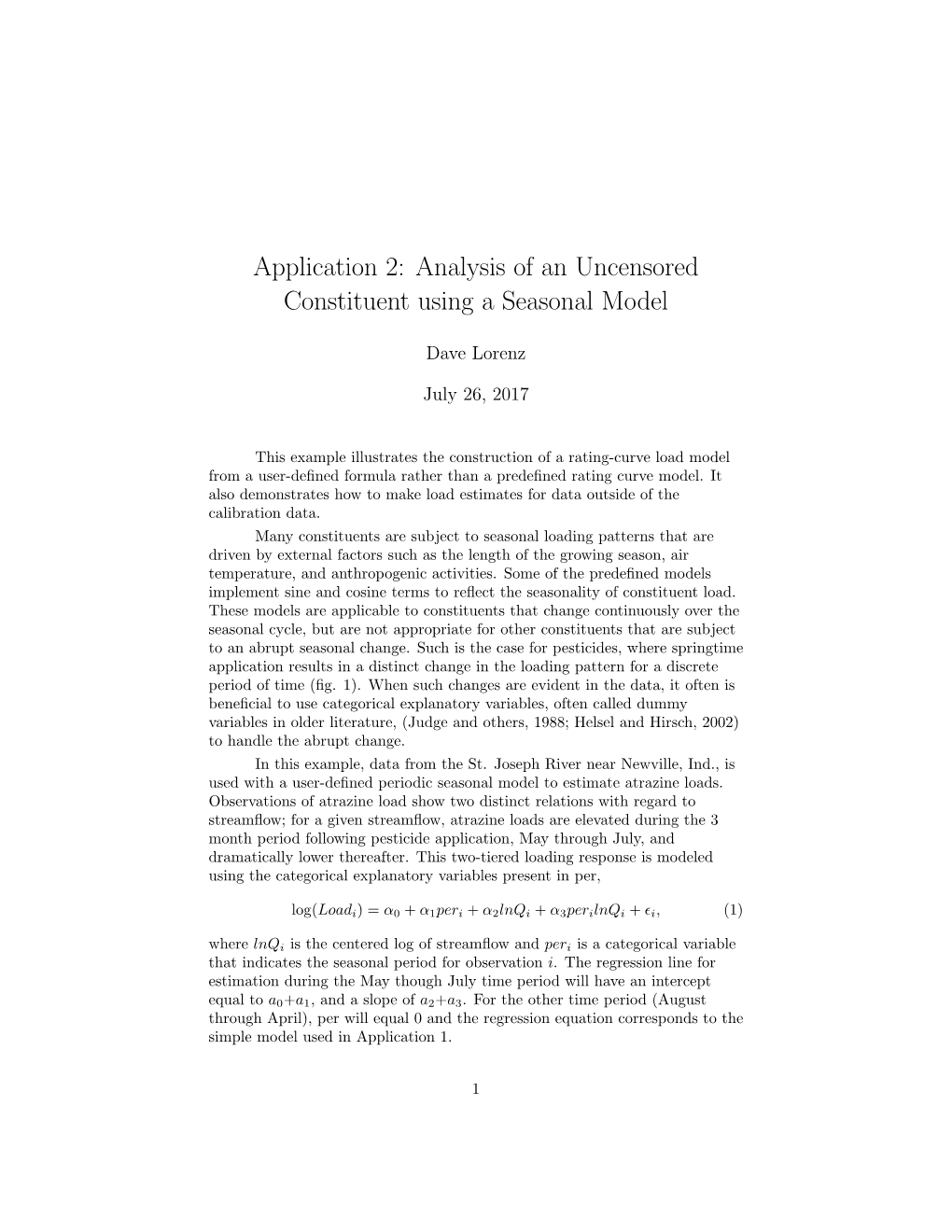 Analysis of an Uncensored Constituent Using a Seasonal Model