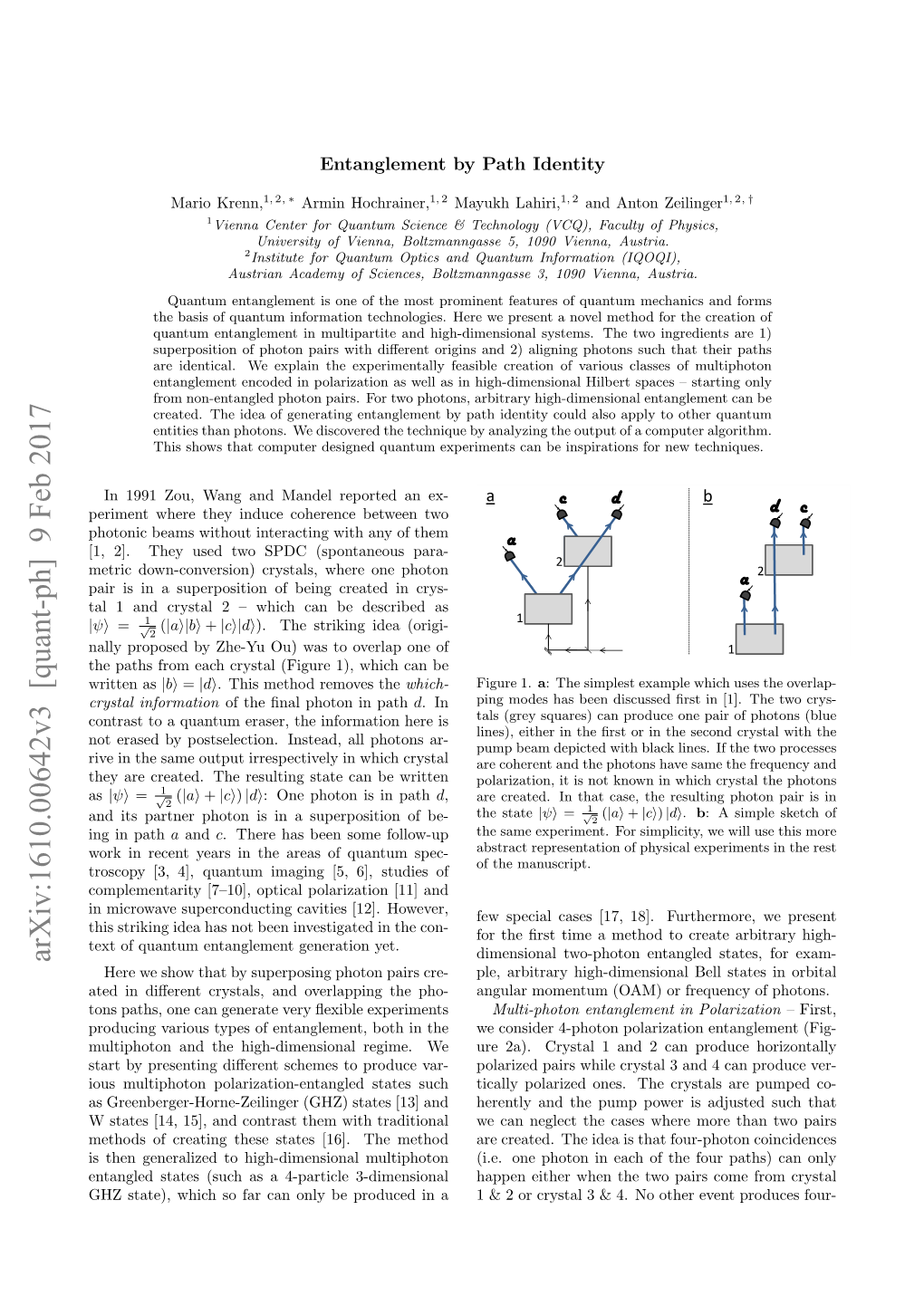 Arxiv:1610.00642V3 [Quant-Ph] 9 Feb 2017