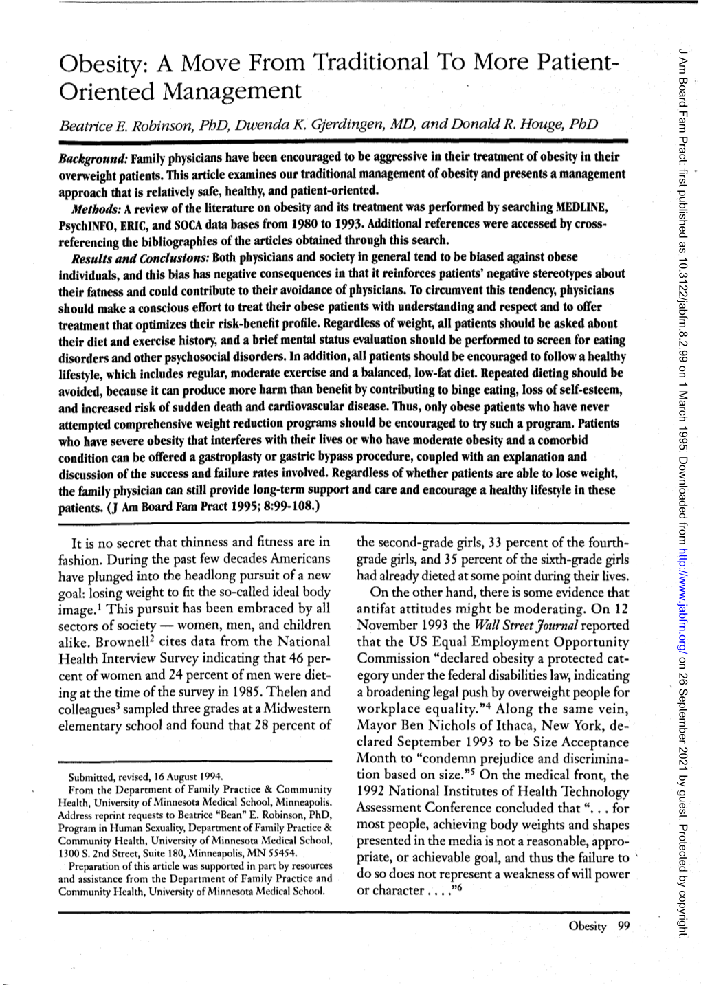 Obesity: a Move from Traditional to More Patient- Oriented Management