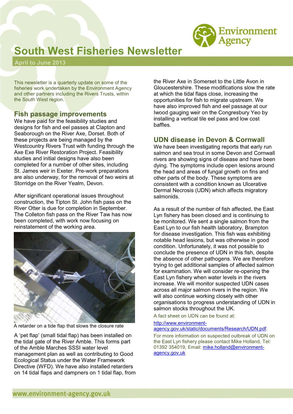 South West Fisheries Newsletter April to June 2013