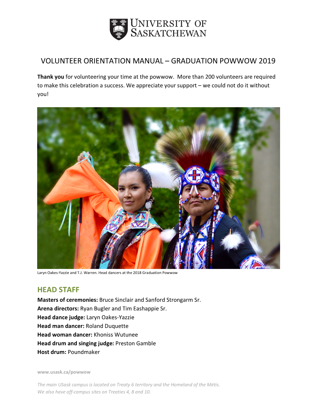 Volunteer Orientation Manual – Graduation Powwow 2019