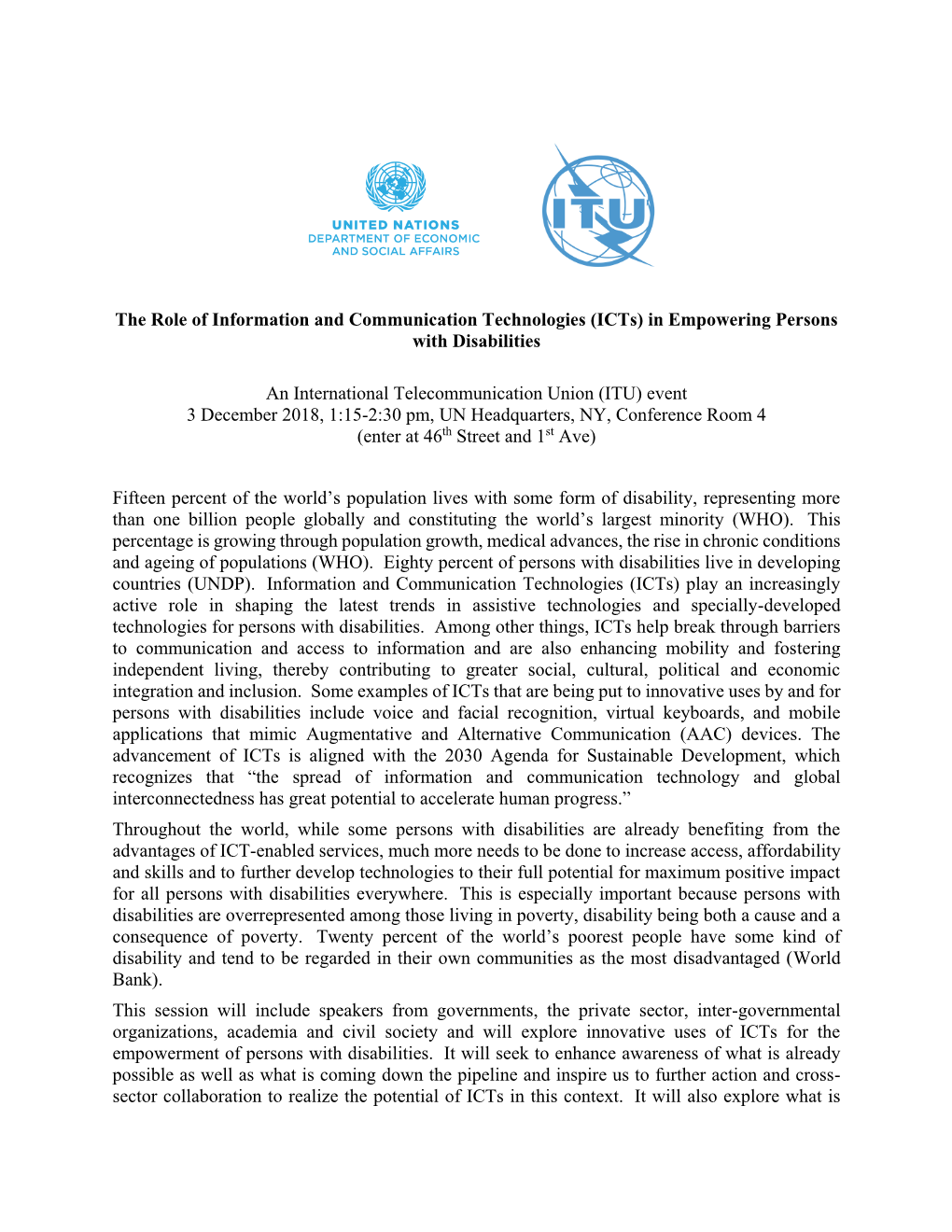 The Role of Information and Communication Technologies (Icts) in Empowering Persons with Disabilities