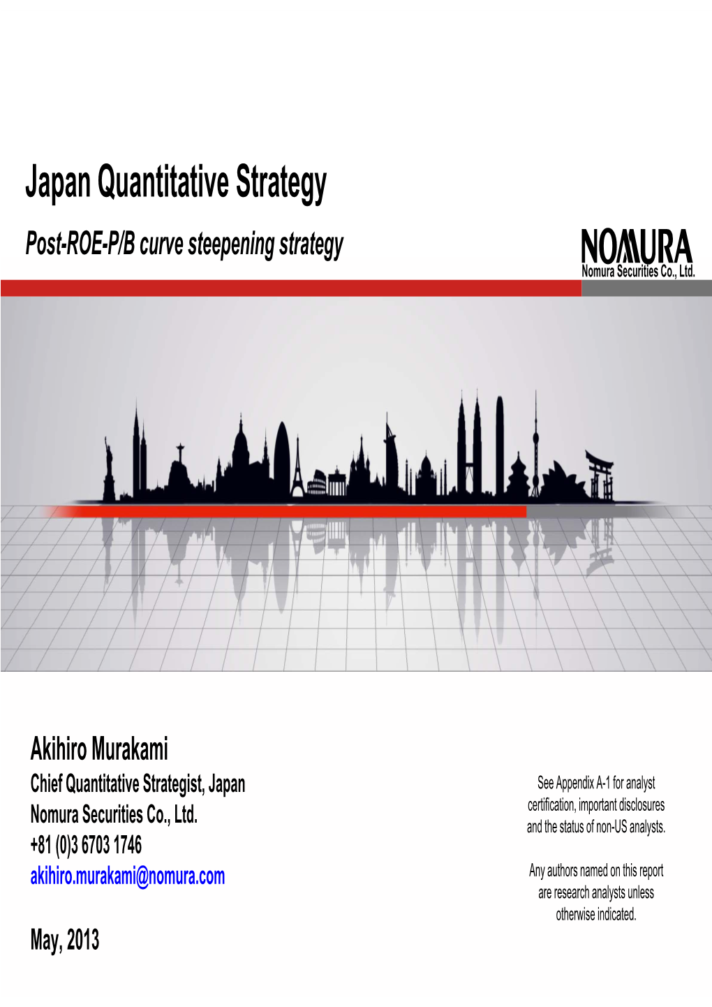 Japan Quantitative Strategy Post-ROE-P/B Curve Steeppgening Strategy Nomura Securities Co., Ltd