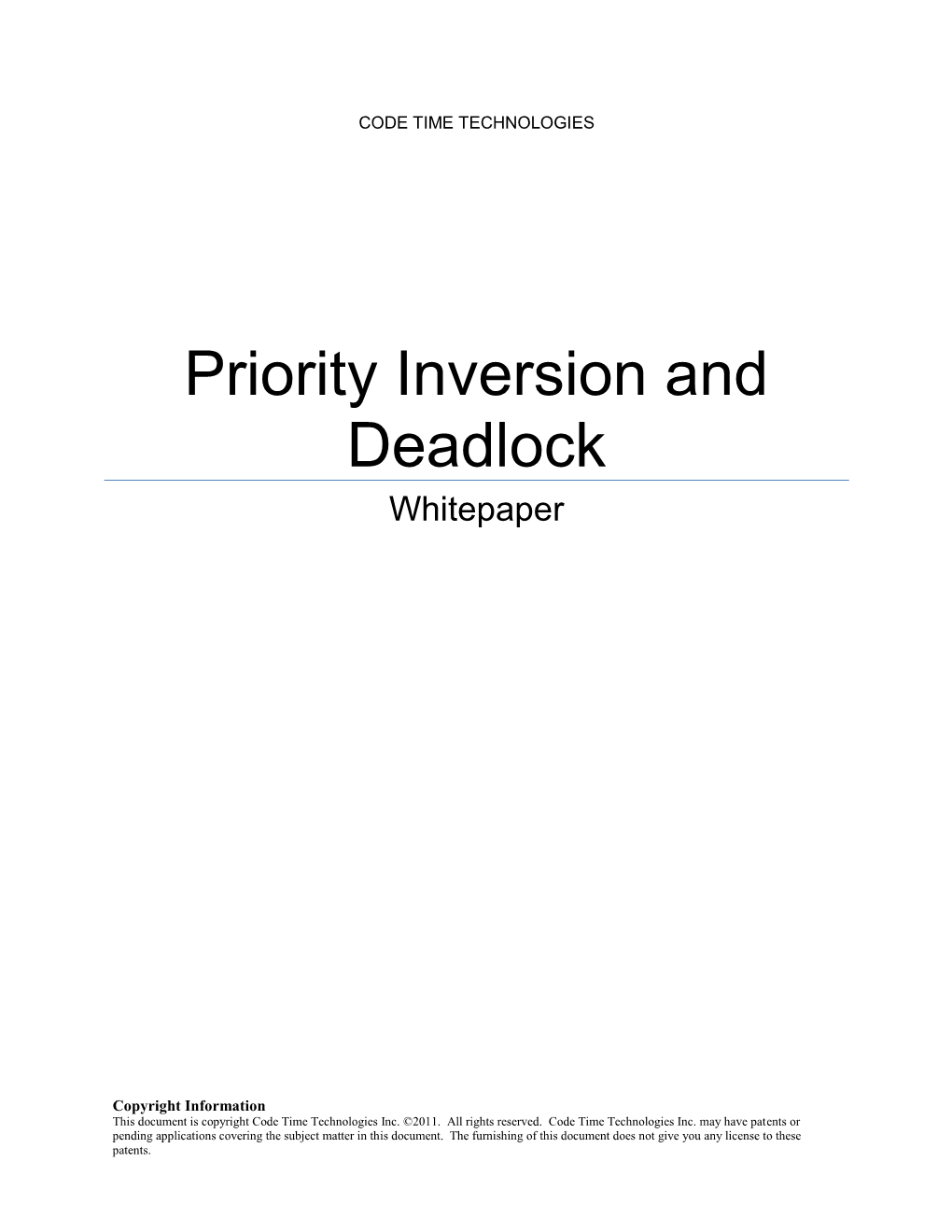 Priority Inversion and Deadlock Whitepaper