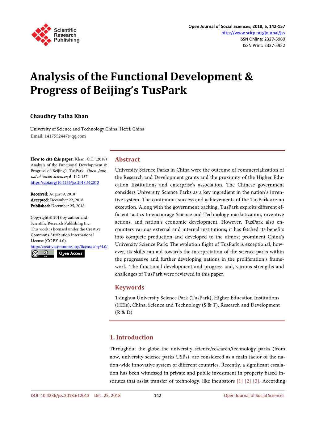 Analysis of the Functional Development & Progress of Beijing's