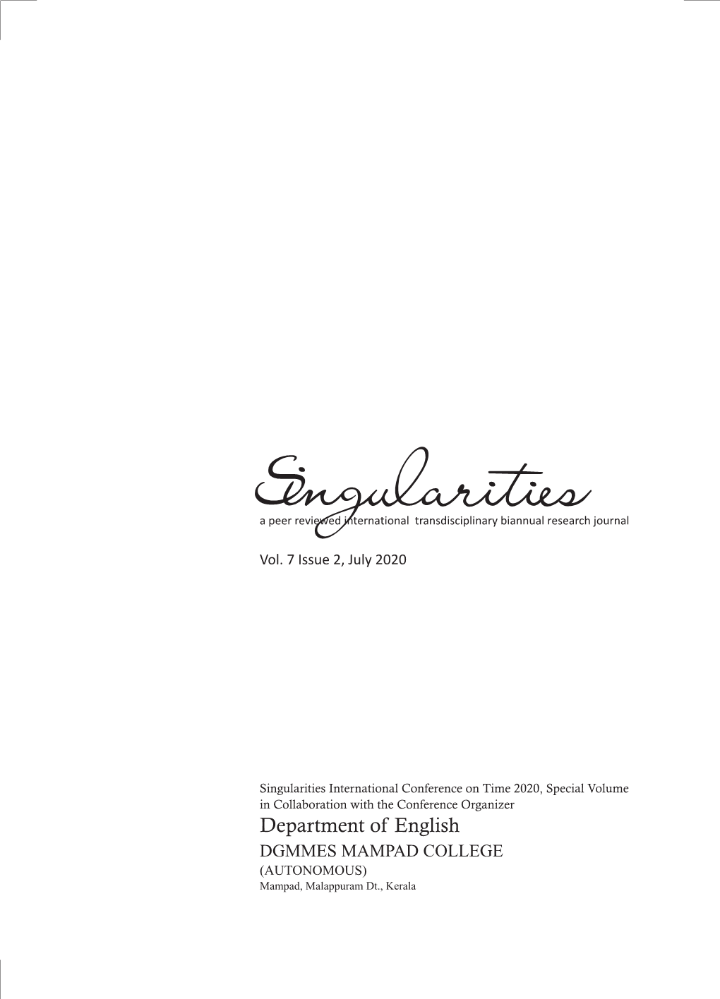 Singularities Vol 7 Issue 2