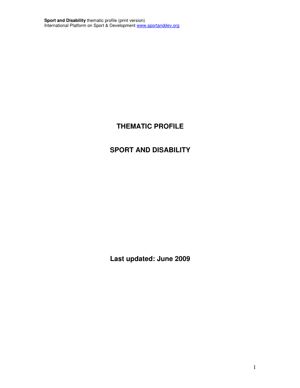 Sport and Disability (Print Version)