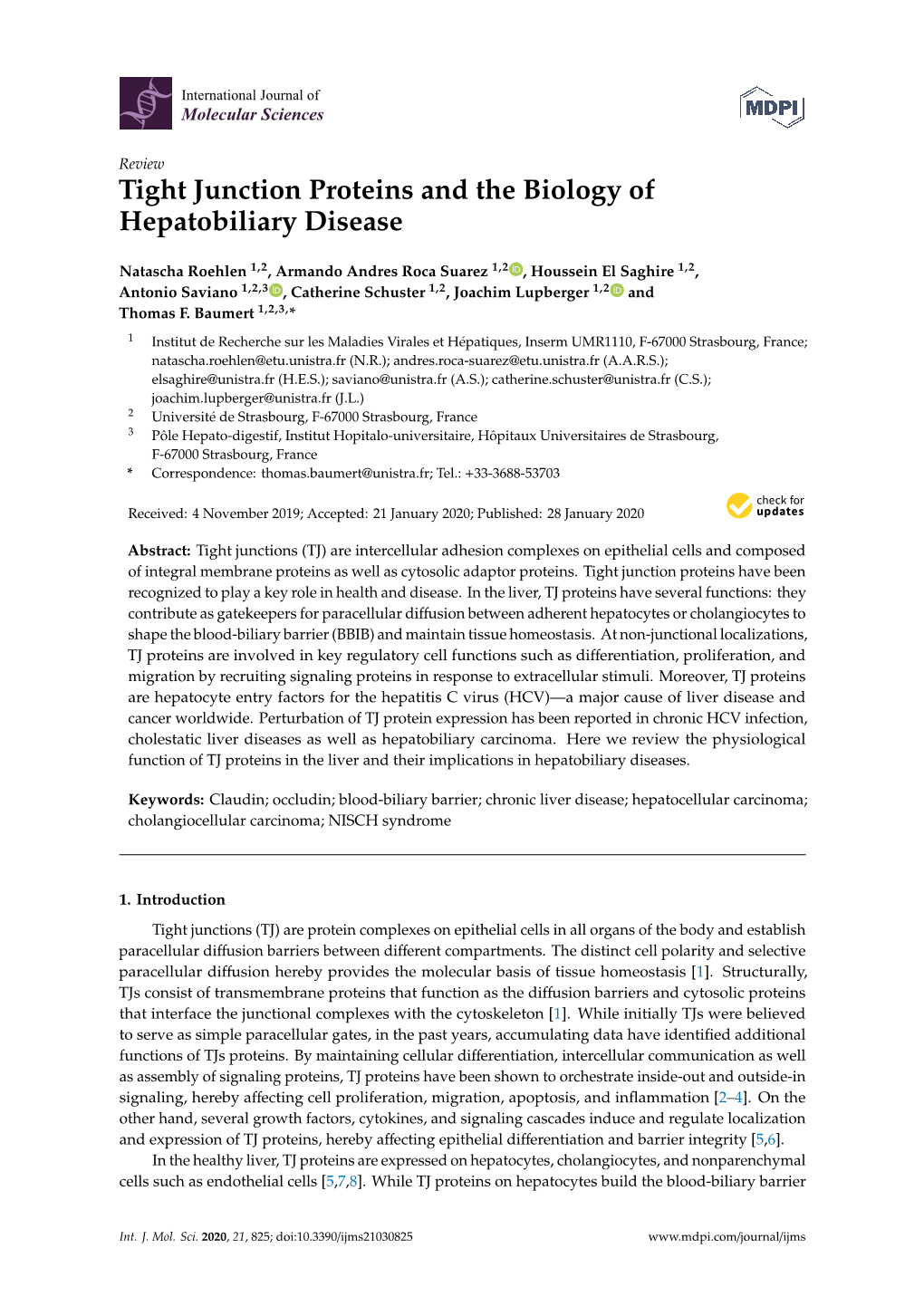 Tight Junction Proteins and the Biology of Hepatobiliary Disease