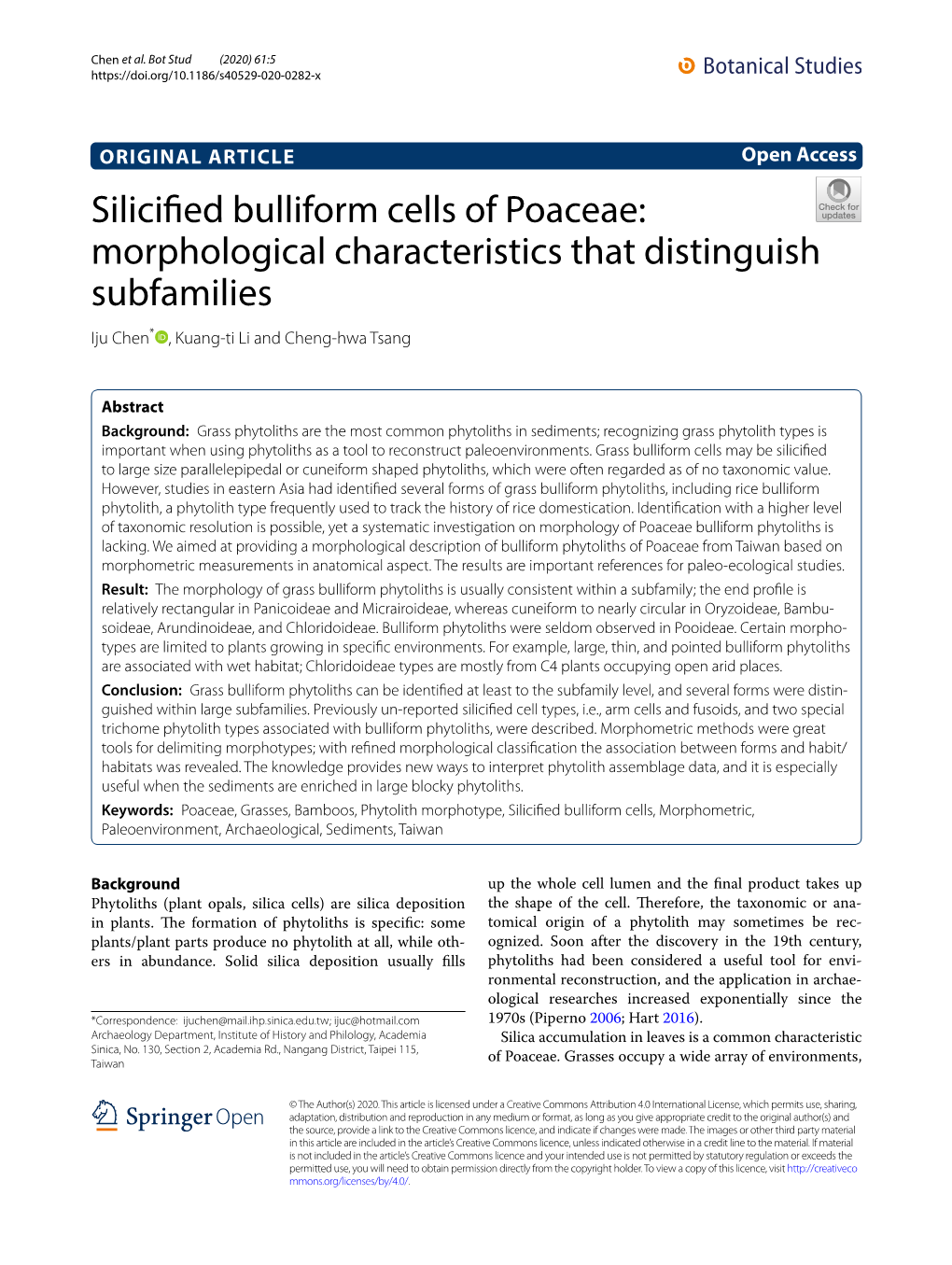 Silicified Bulliform Cells of Poaceae