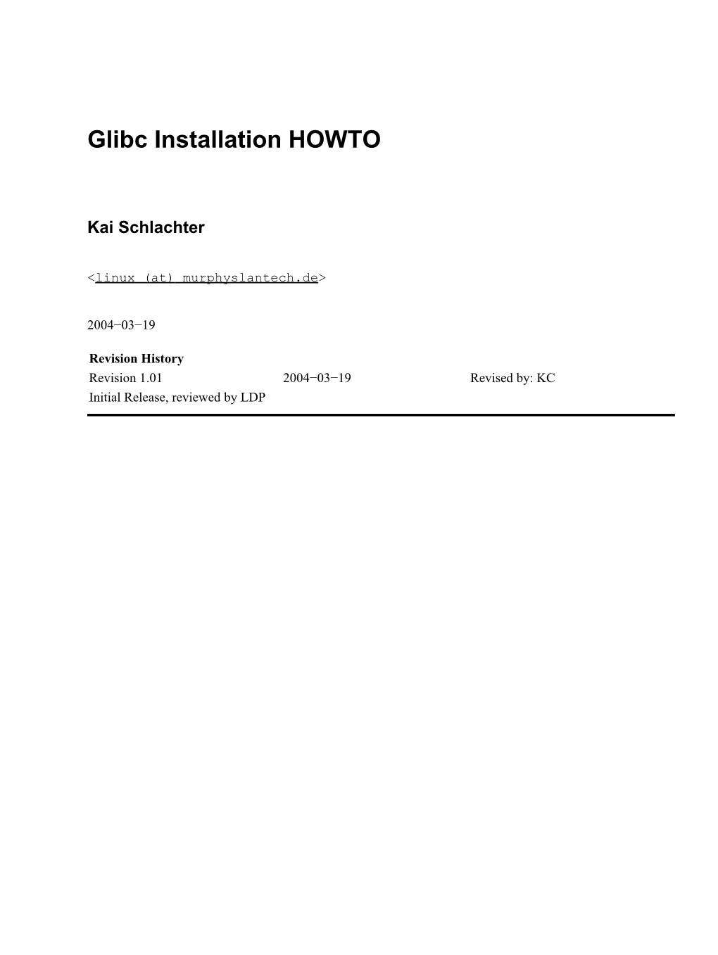 Glibc Installation HOWTO