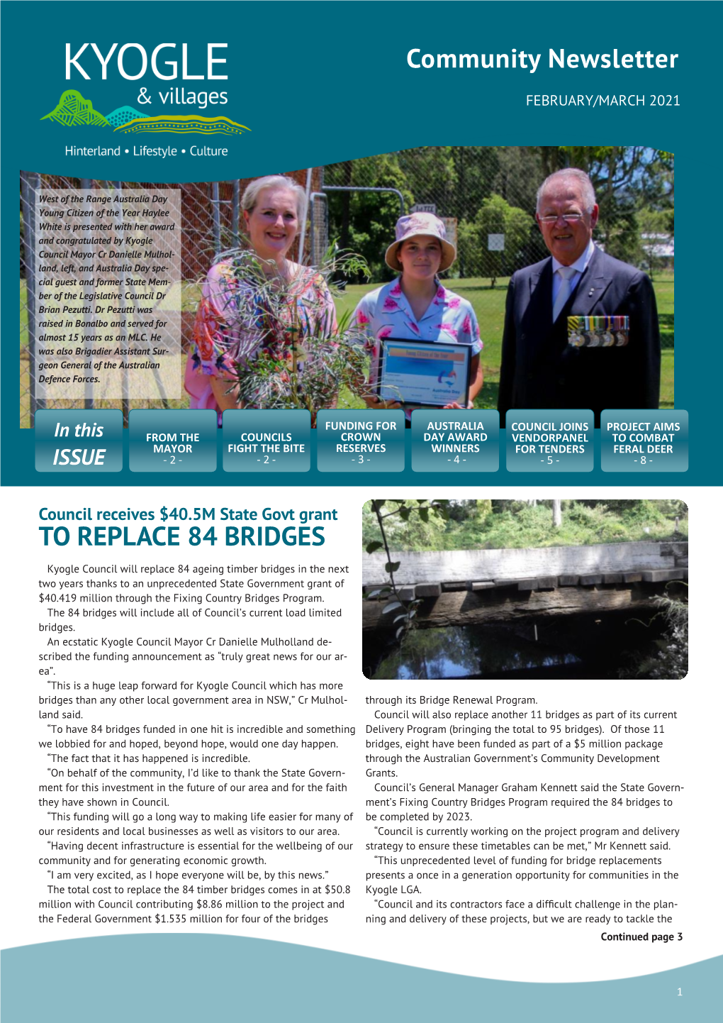 Community Newsletter to REPLACE 84 BRIDGES