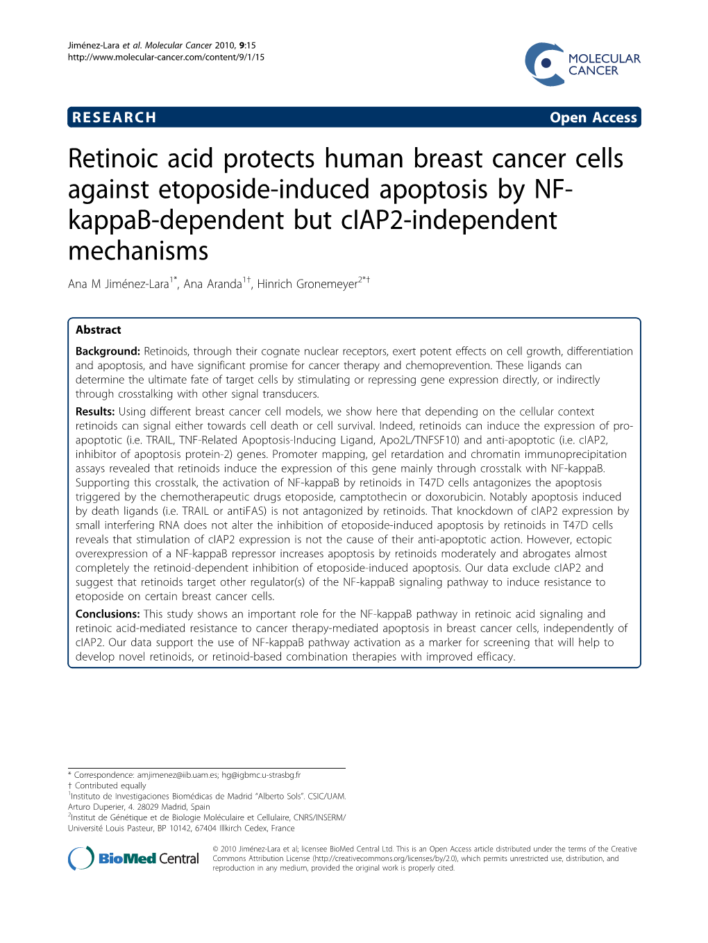 Retinoic Acid Protects Human Breast Cancer Cells Against Etoposide