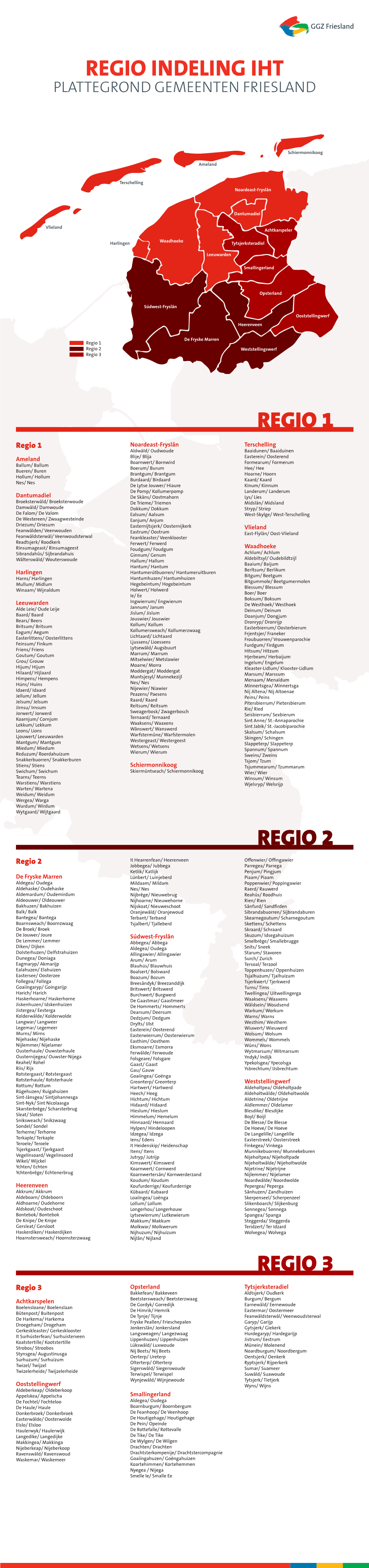 Regio Indeling Iht Plattegrond Gemeenten Friesland