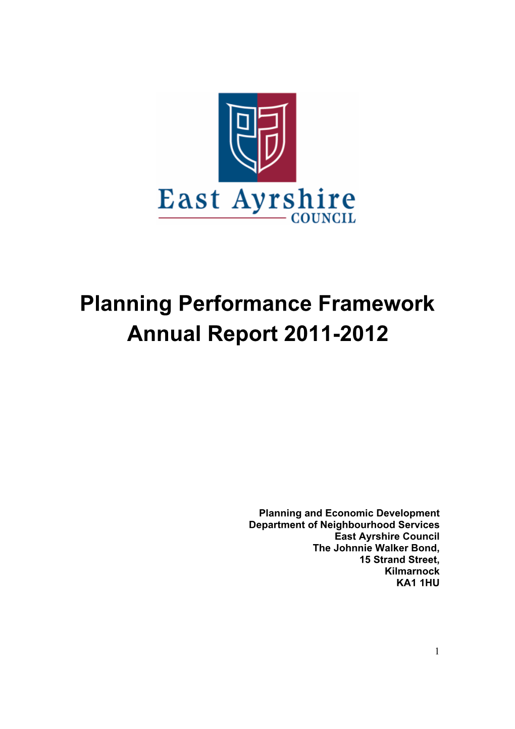 Planning Performance Framework Annual Report 2011-2012