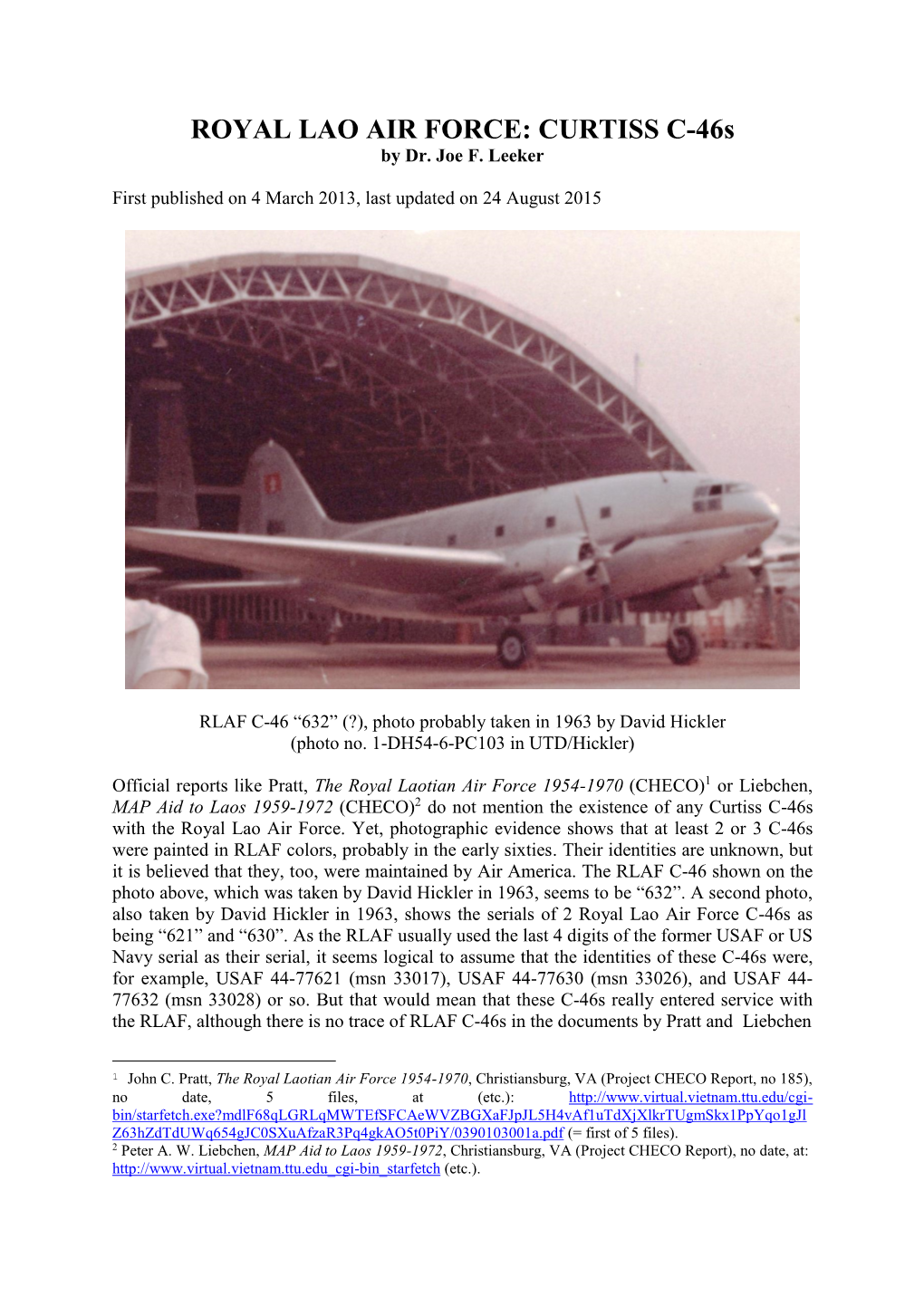 ROYAL LAO AIR FORCE: CURTISS C-46S by Dr